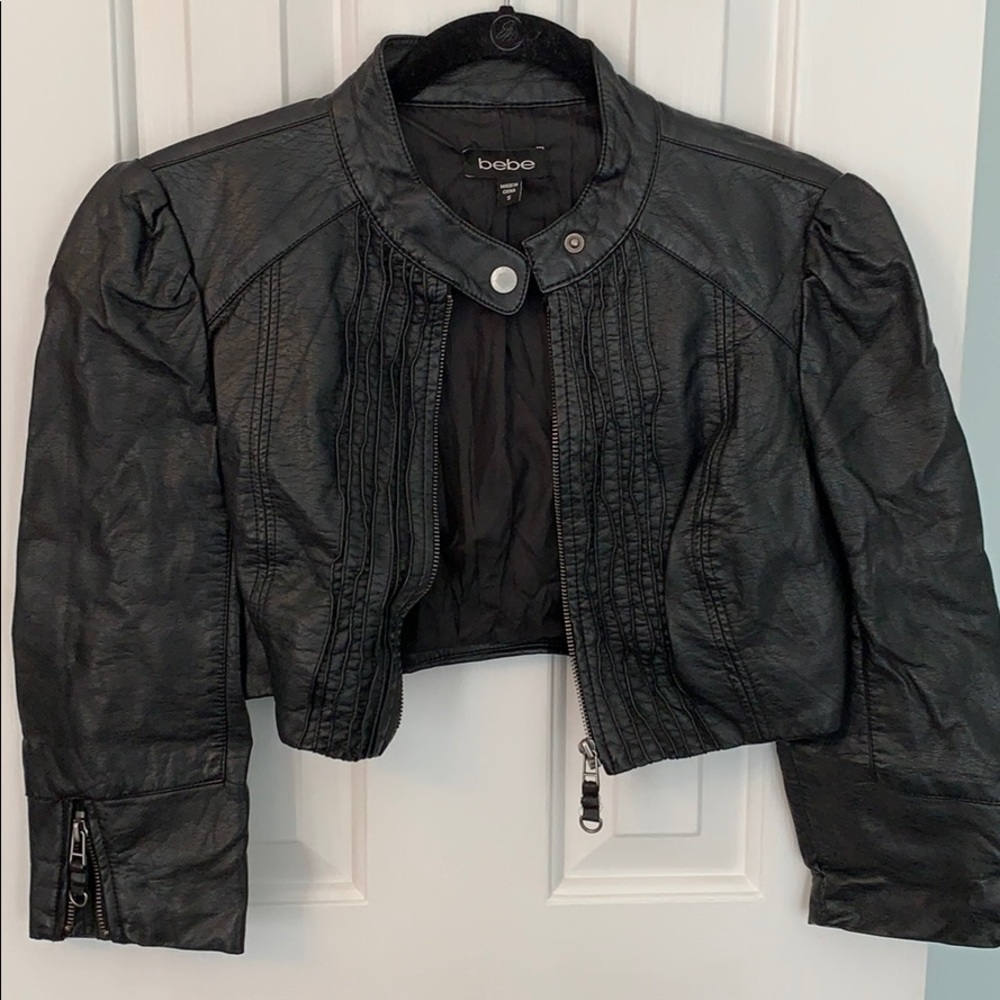 Bebe Crop Moto Leather Jacket
